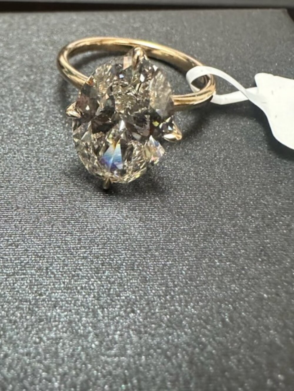 Lab Grown Oval Diamond set in 14k Yellow Gold